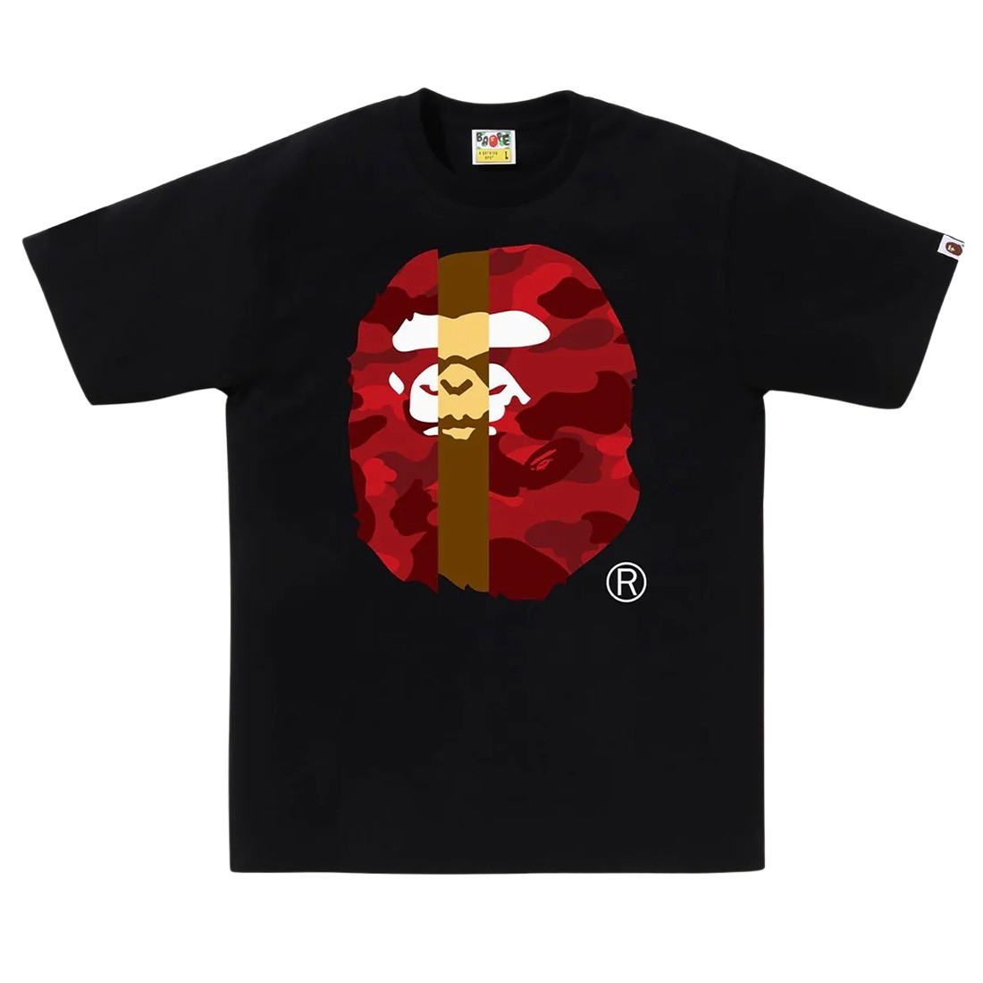 A Bathing Ape Men Color Camo Transform Big Ape Head Tee (black / red)