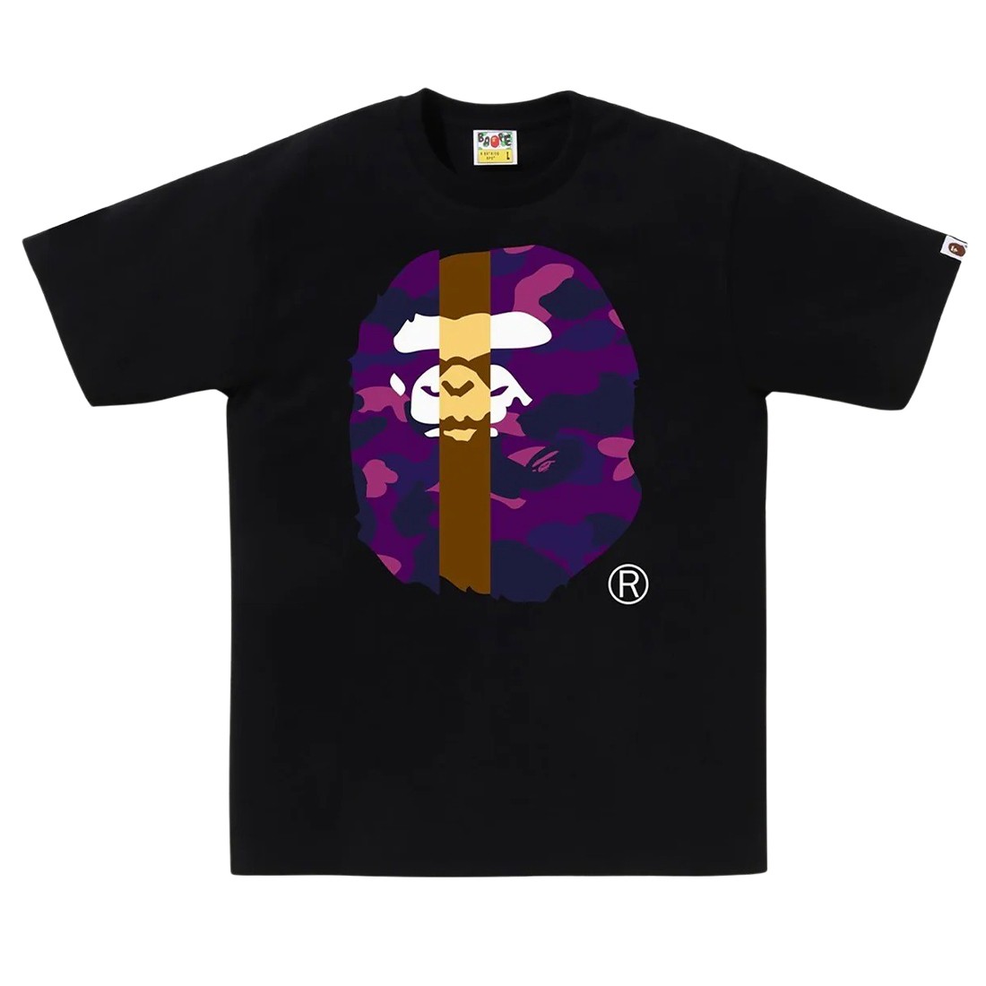 A Bathing Ape Men Color Camo Transform Big Ape Head Tee (black / purple)