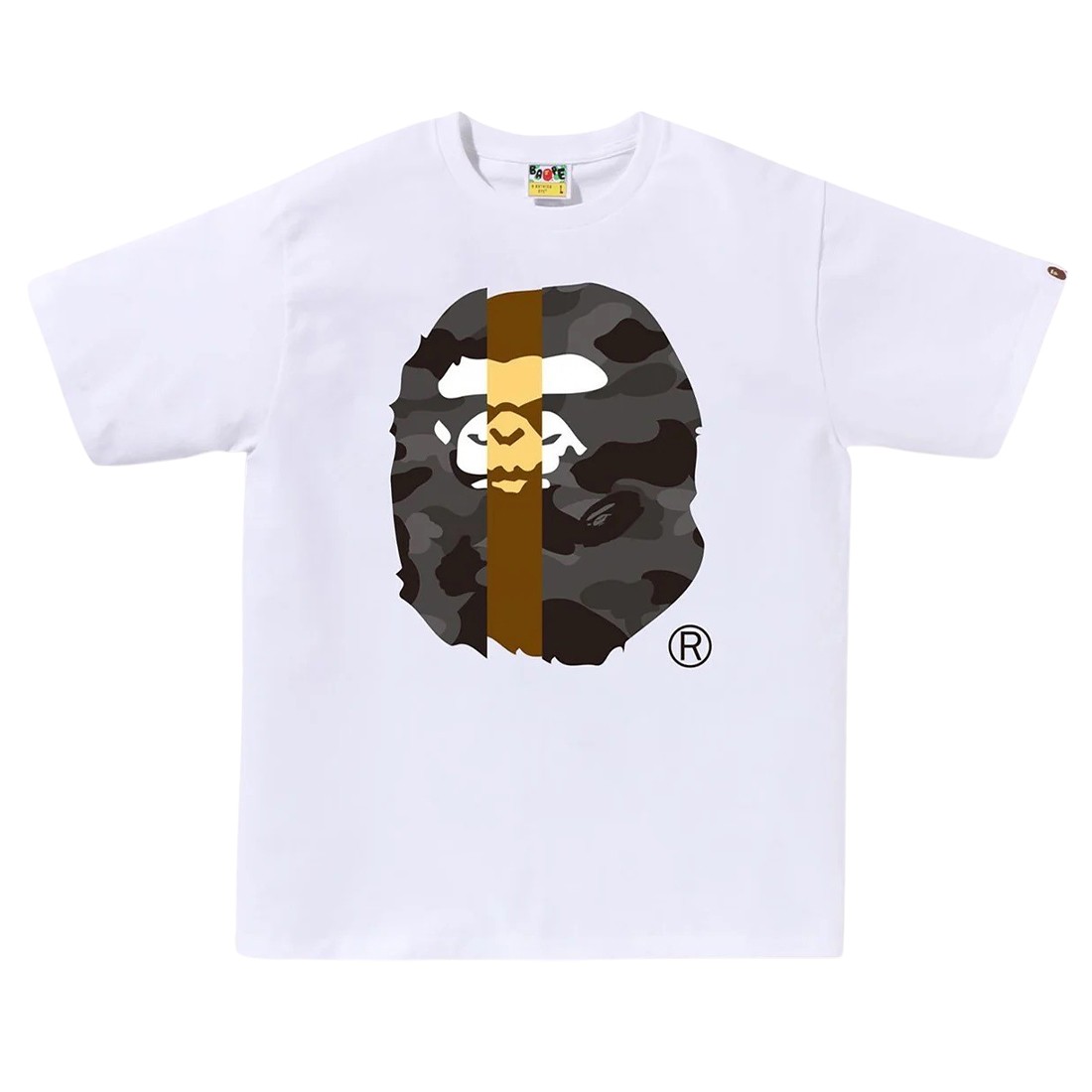 A Bathing Ape Men Color Camo Transform Big Ape Head Tee (white / black)