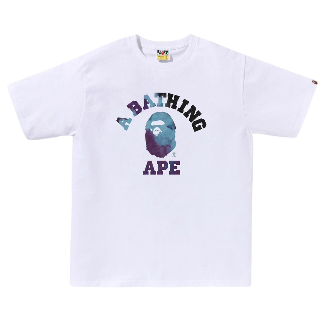 A Bathing Ape Men Tie Dye College Tee (white / black)