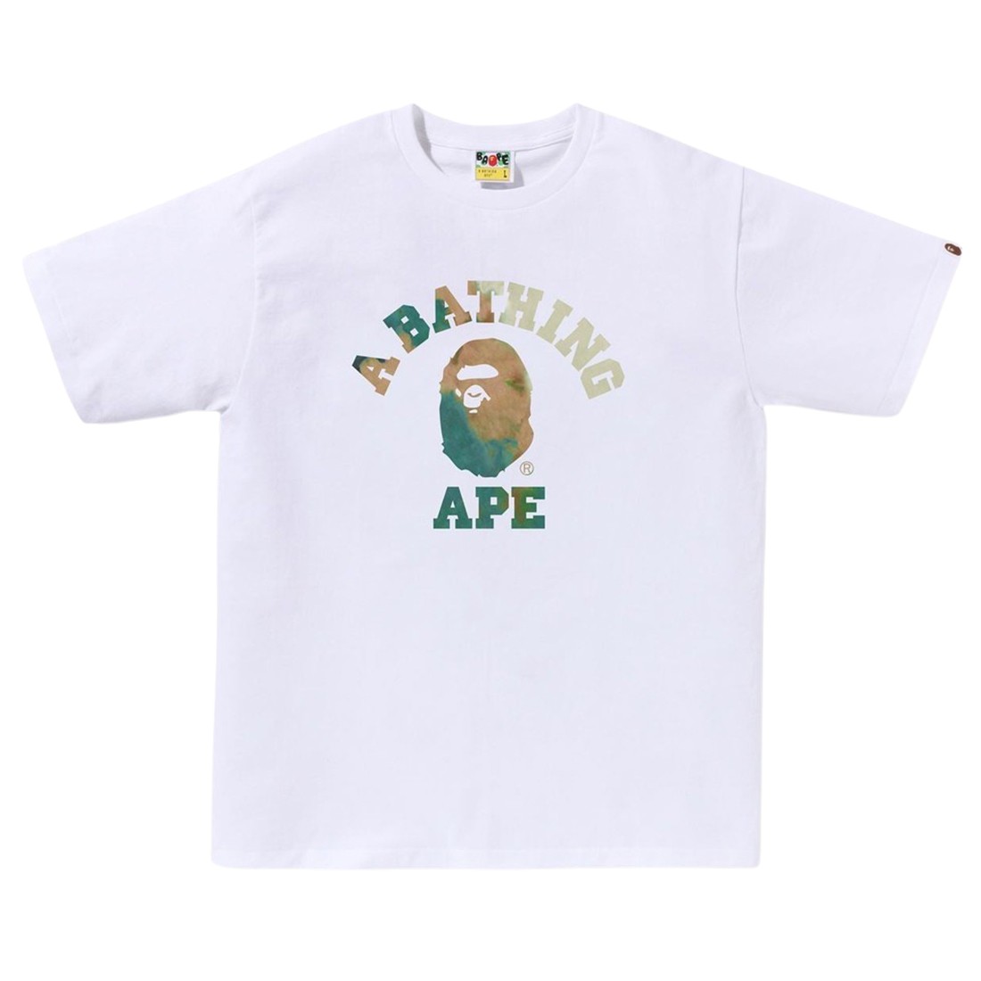 A Bathing Ape Men Tie Dye College Tee (white / beige)