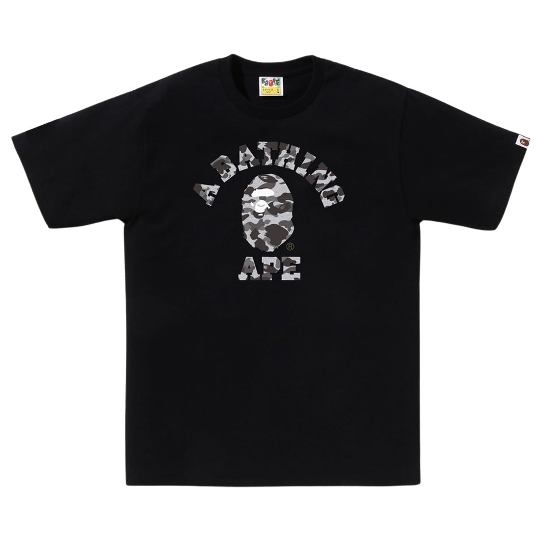 A Bathing Ape Men Heather Gray Camo College Tee (black)