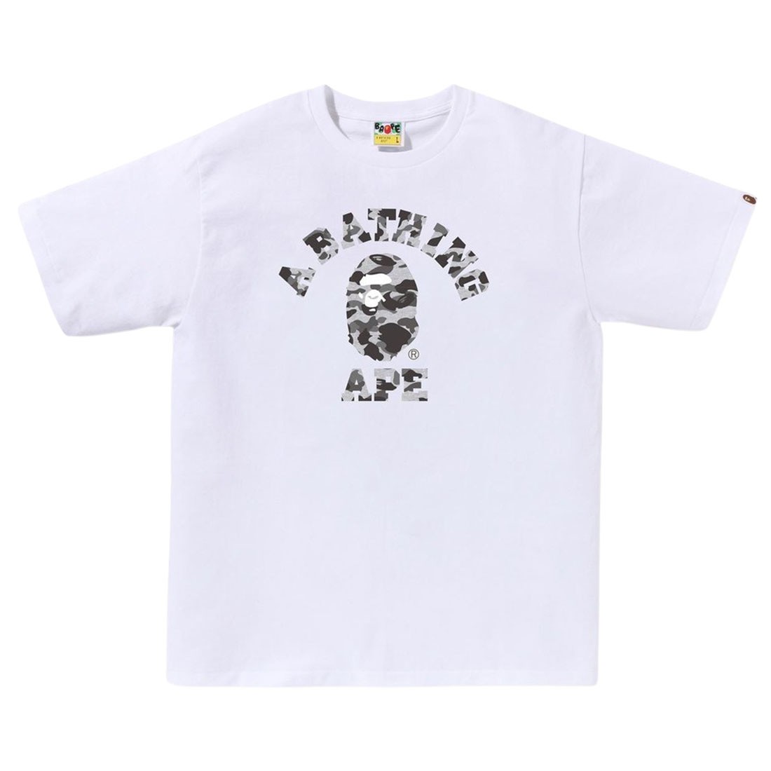 A Bathing Ape Men Heather Gray Camo College Tee (white)