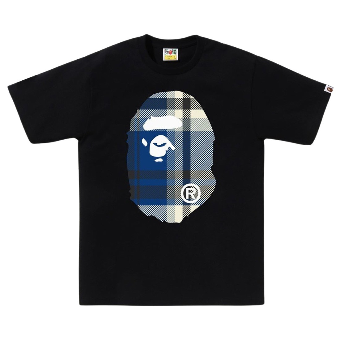 A Bathing Ape Men Bape Check Big Ape Head Tee (black)