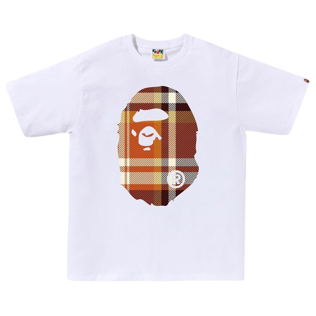 A Bathing Ape Men Bape Check Big Ape Head Tee (white)