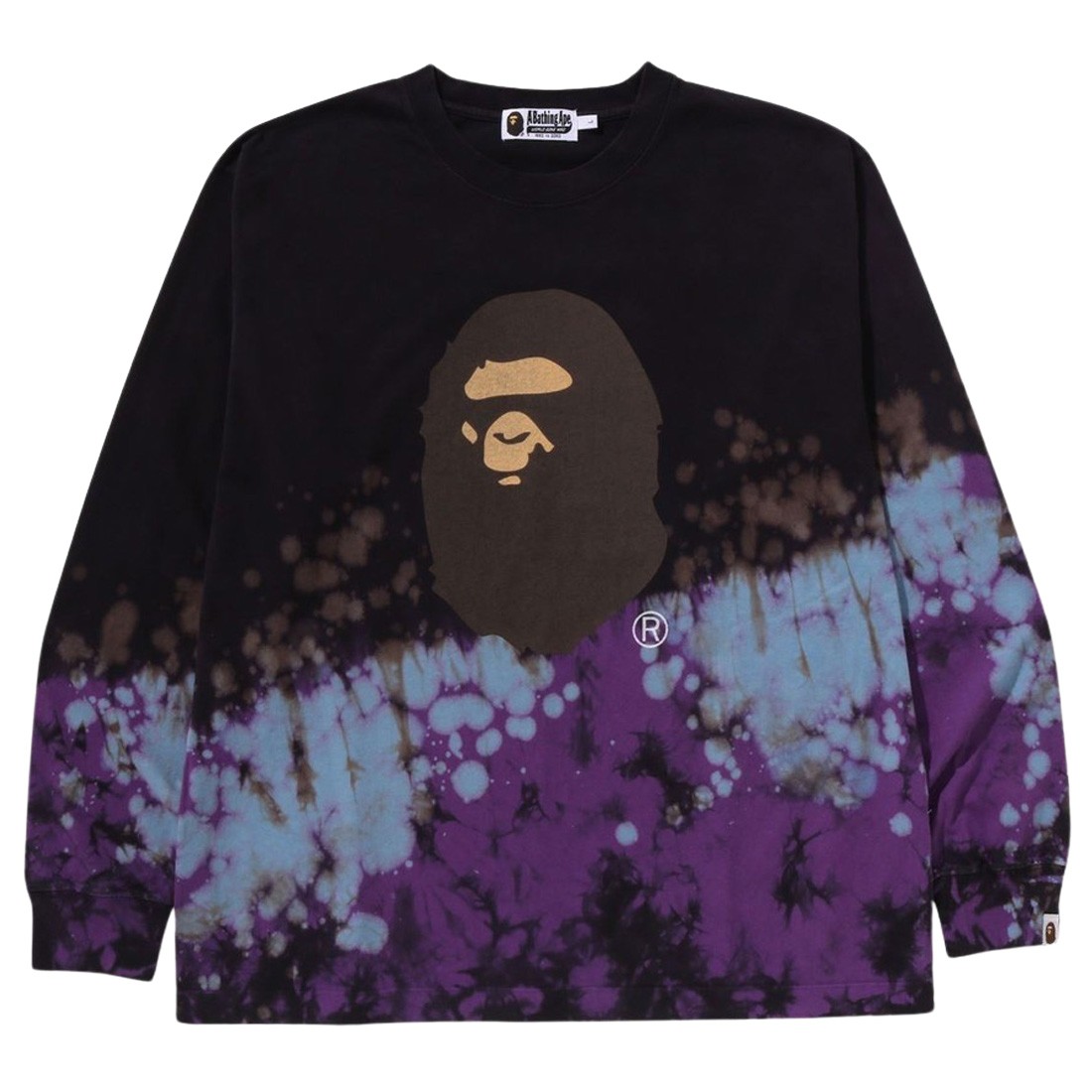A Bathing Ape Men Tie Dye Ape Head Relaxed Fit Long Sleeve Tee (black)