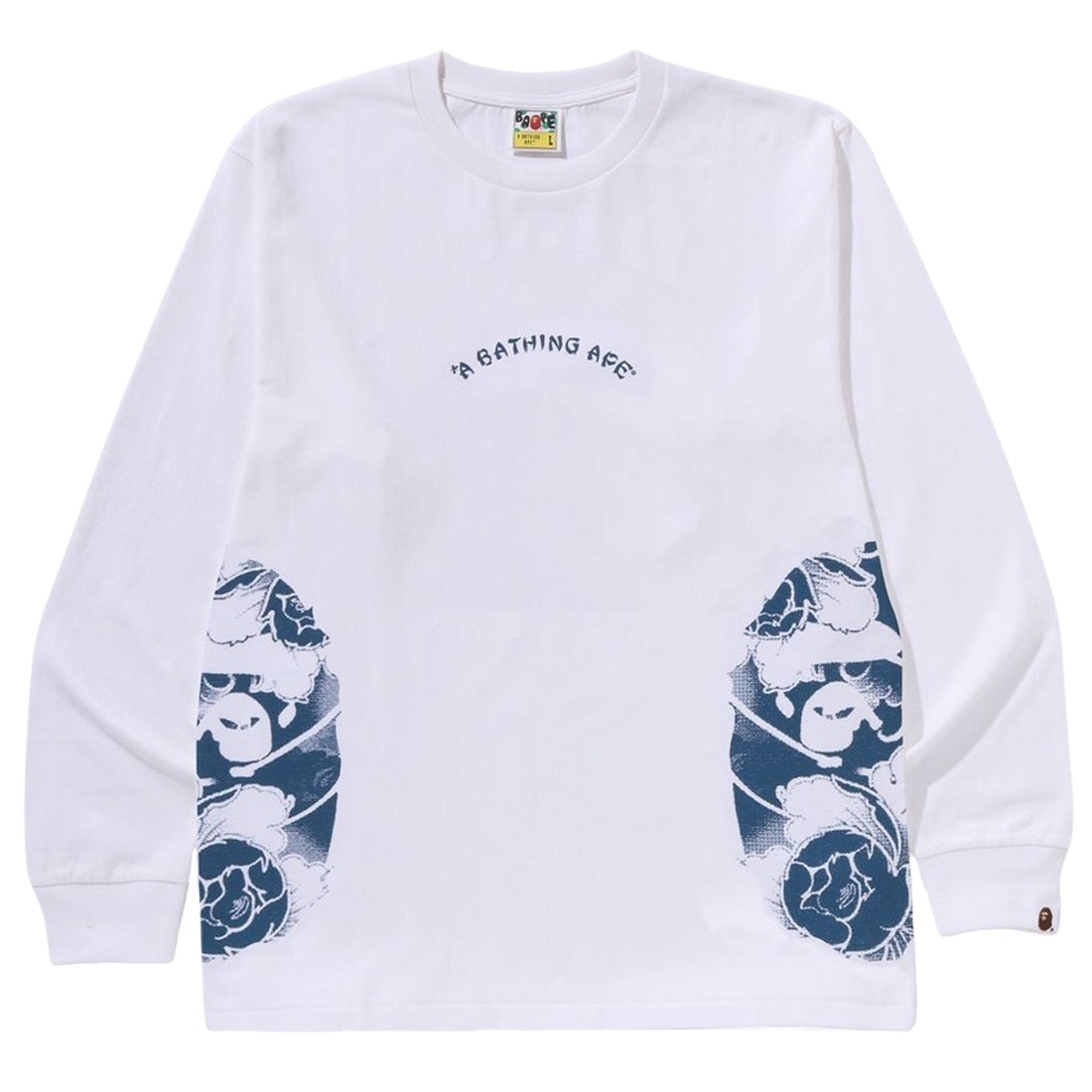 A Bathing Ape Men Japanese Tattoo Side Bag Ape Head Long Sleeve Tee (white)