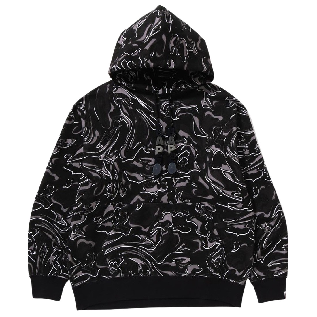 A Bathing Ape Men Marbling Camo Relaxed Fit Pullover Hoodie (black)
