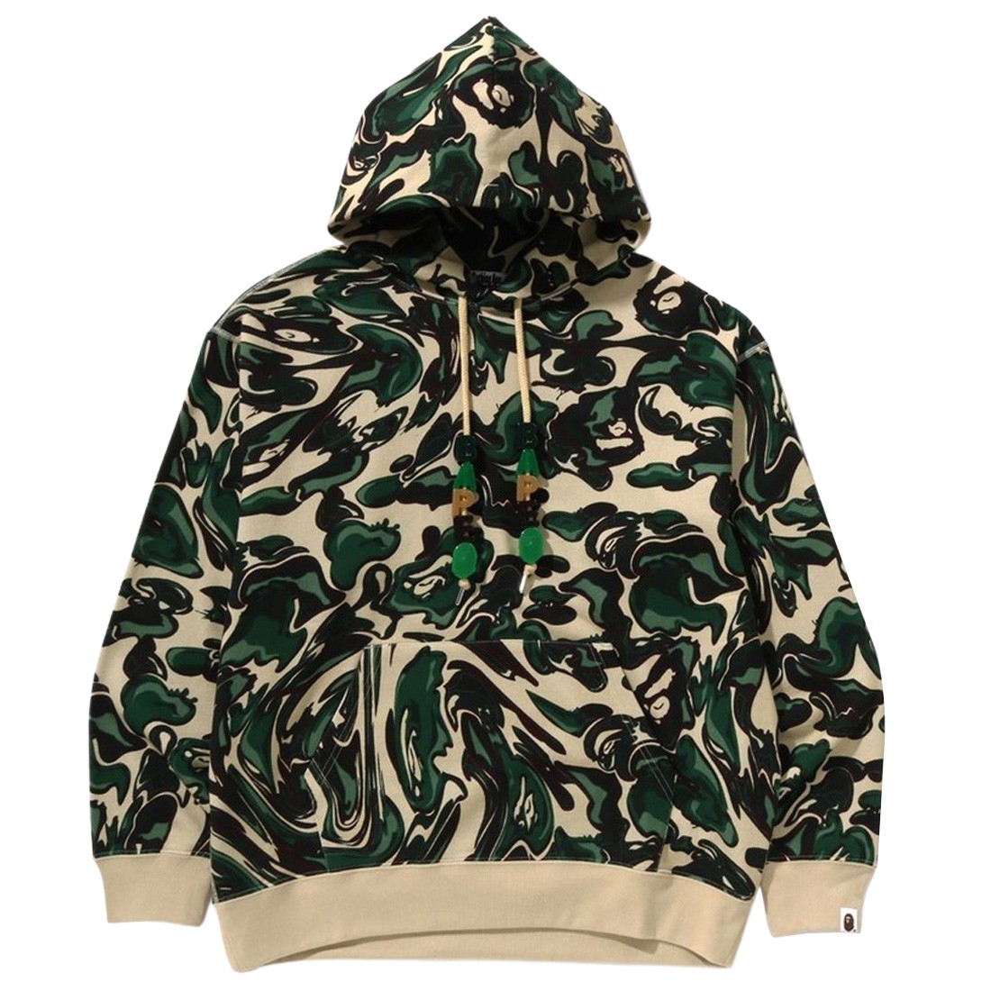 A Bathing Ape Men Marbling Camo Relaxed Fit Pullover Hoodie (green)