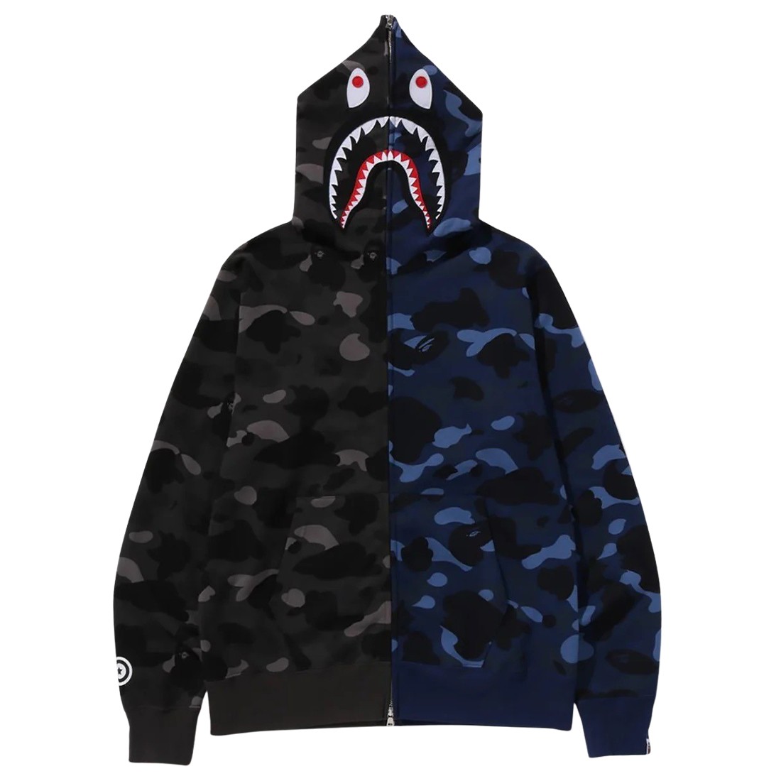 A Bathing Ape Men Color Camo Separate Shark Full Zip Hoodie (black / navy)