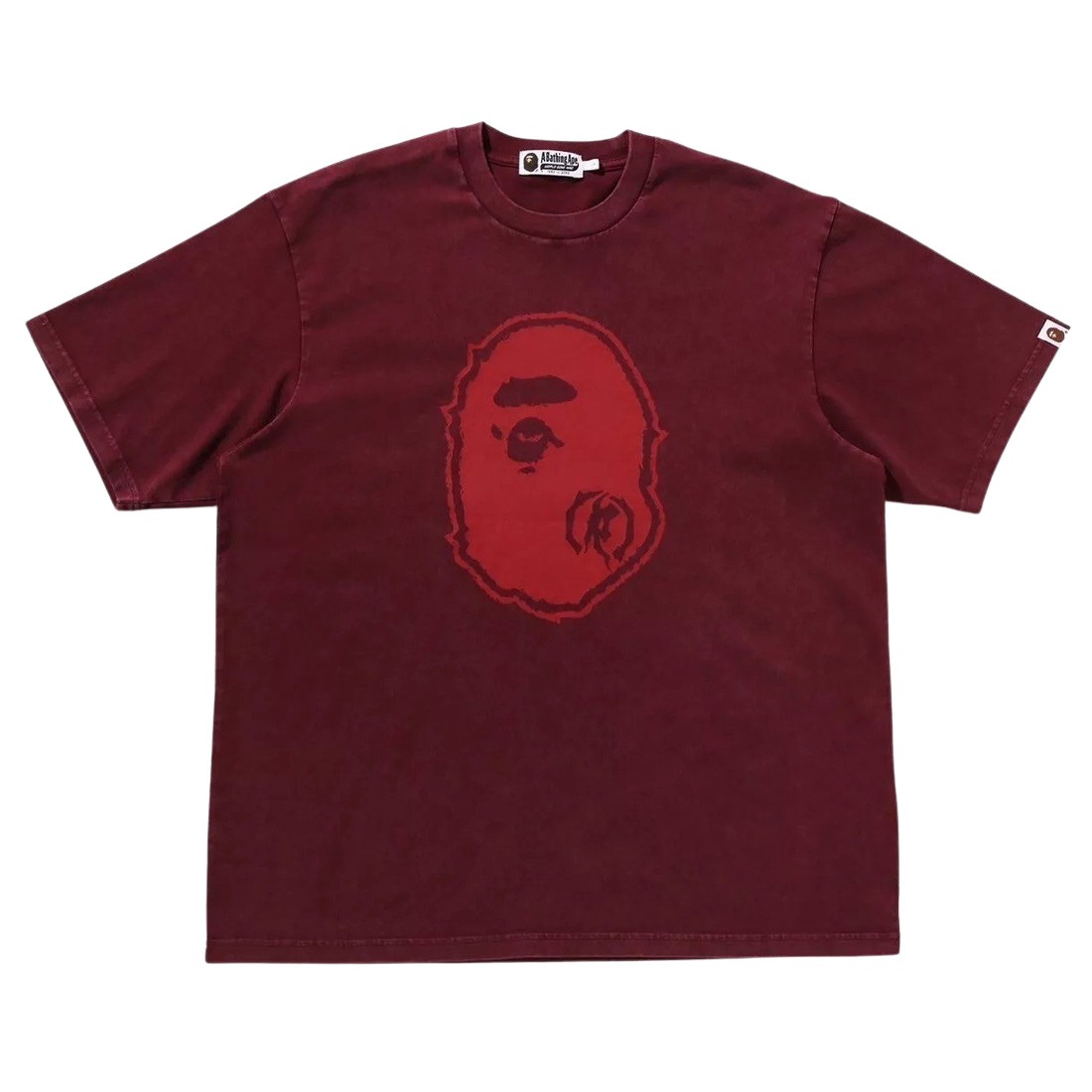 A Bathing Ape Men Garment Dye Ape Head Relaxed Fit Tee (burgundy)
