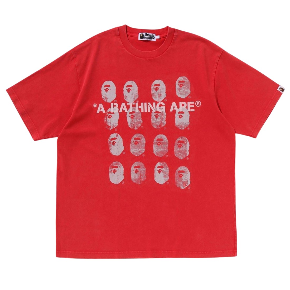 A Bathing Ape Men Garment Dye Logo Relaxed Fit Tee (red)