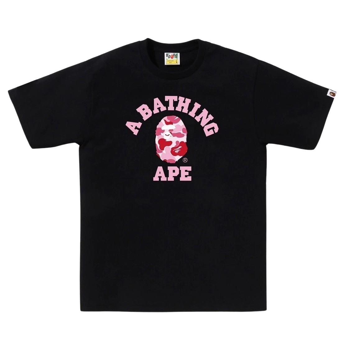 A Bathing Ape Men ABC Camo College Tee (black / pink)