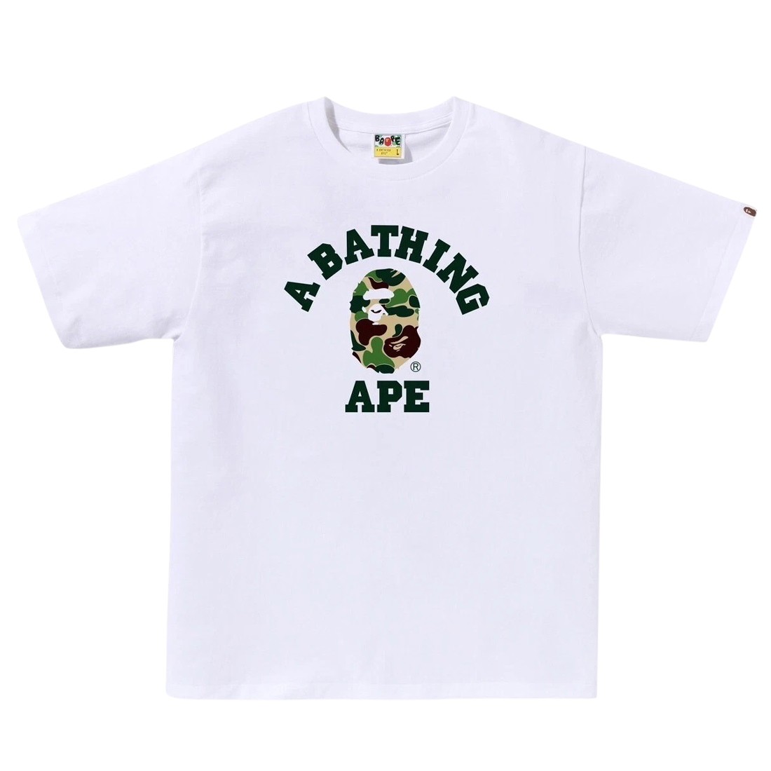 A Bathing Ape Men ABC Camo College Tee (white / green)