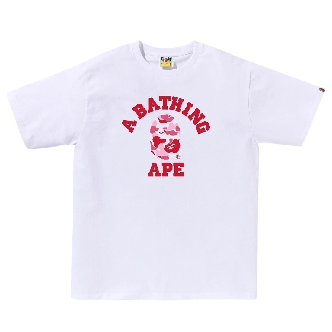 A Bathing Ape Men ABC Camo College Tee (white / pink)