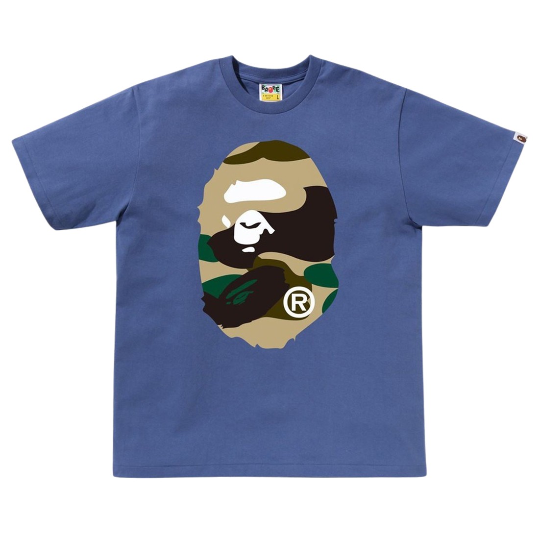 A Bathing Ape Men Giant 1st Camo Big Ape Head Tee (navy / yellow)