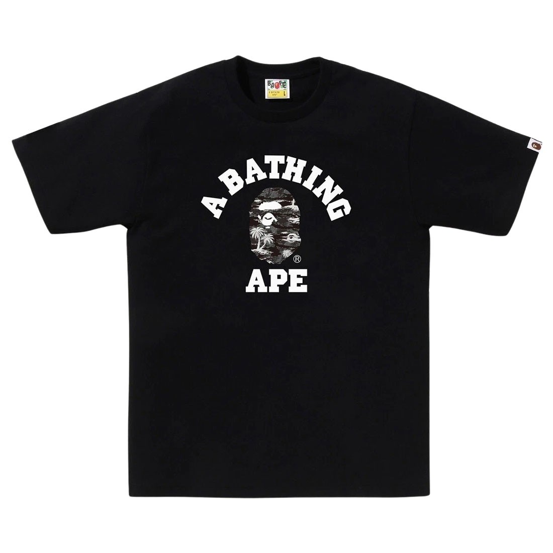A Bathing Ape Men Palm Tree Camo College Tee (black / black)