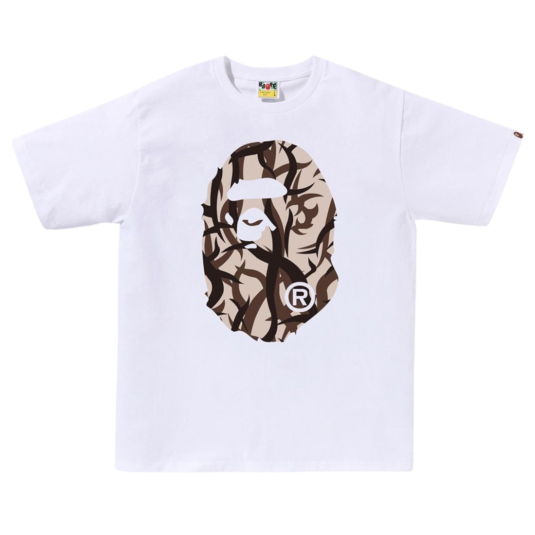 A Bathing Ape Men Trial Camo Big Ape Head Tee (white / beige)