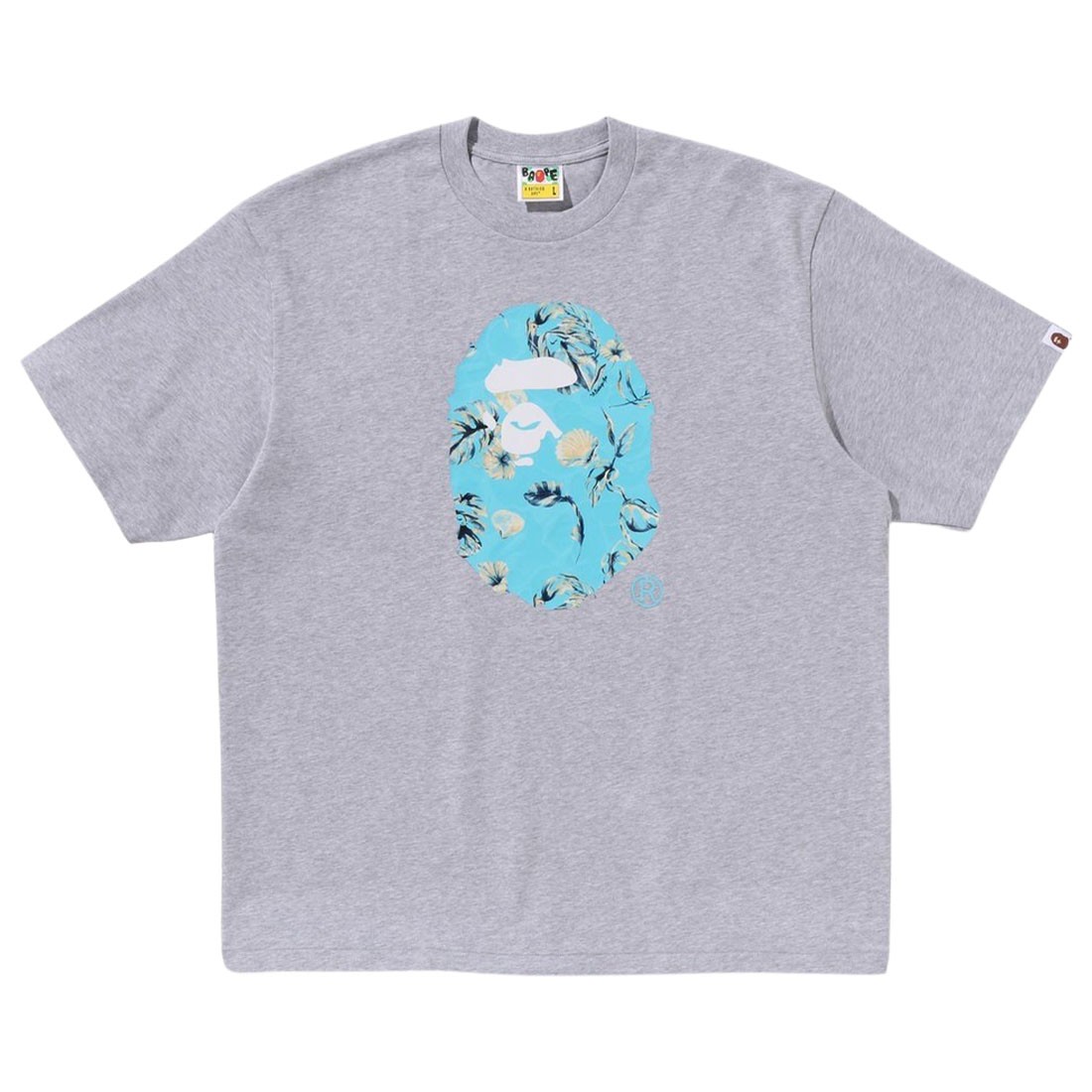A Bathing Ape Men Vacation Pattern Ape Head Relaxed Fit Tee (gray)