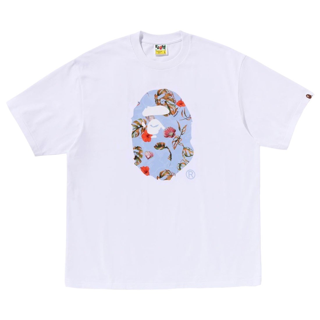 A Bathing Ape Men Vacation Pattern Ape Head Relaxed Fit Tee (white)