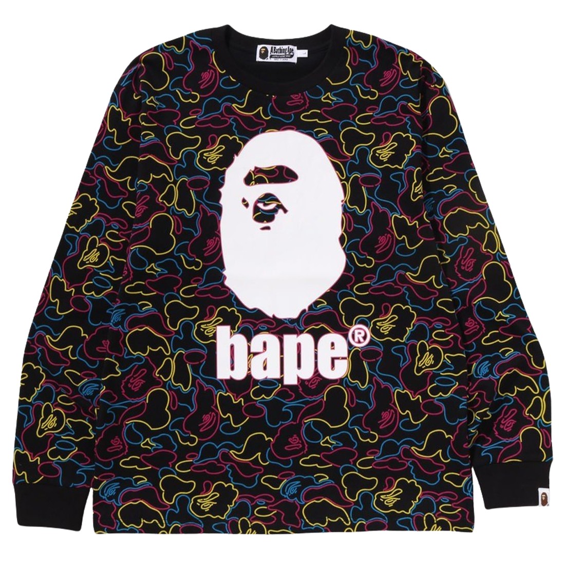 A Bathing Ape Men Neon Camo Long Sleeve Tee (multi)