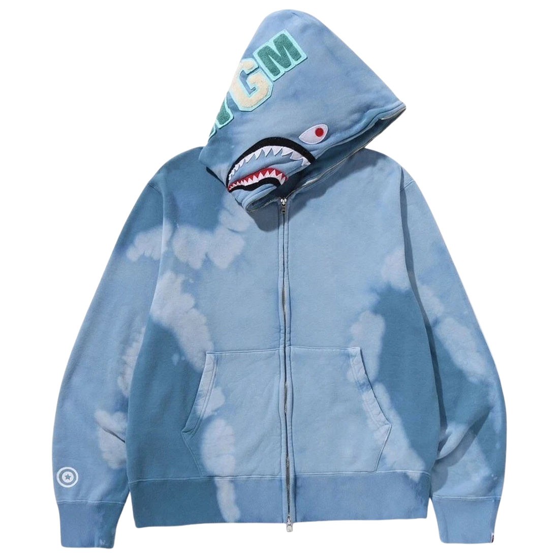 A Bathing Ape Men Hand Dye Shark Full Zip Hoodie (blue)
