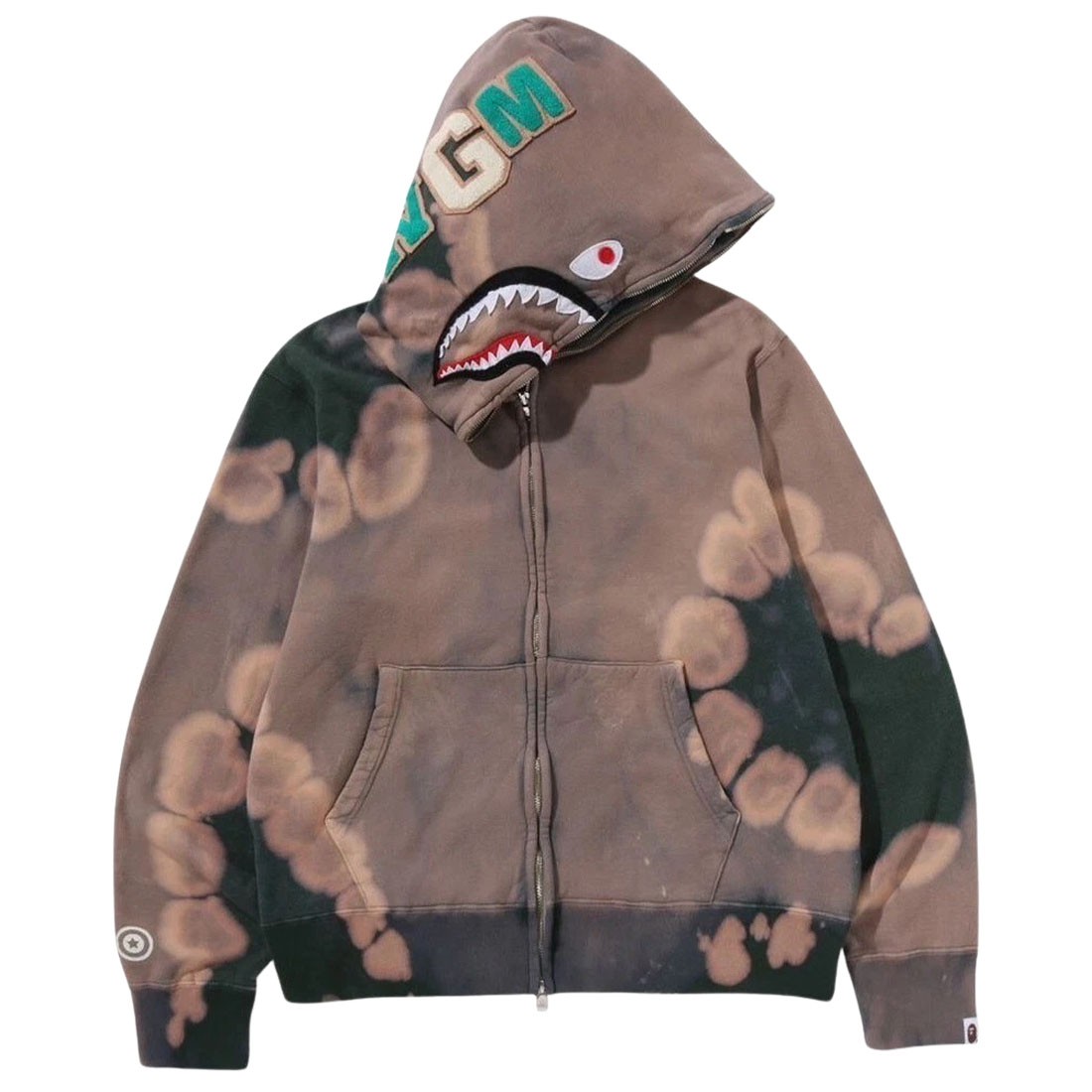 A Bathing Ape Men Hand Dye Shark Full Zip Hoodie (green)