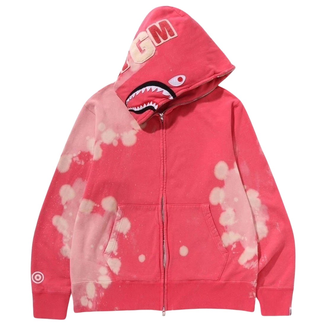 A Bathing Ape Men Hand Dye Shark Full Zip Hoodie (red)