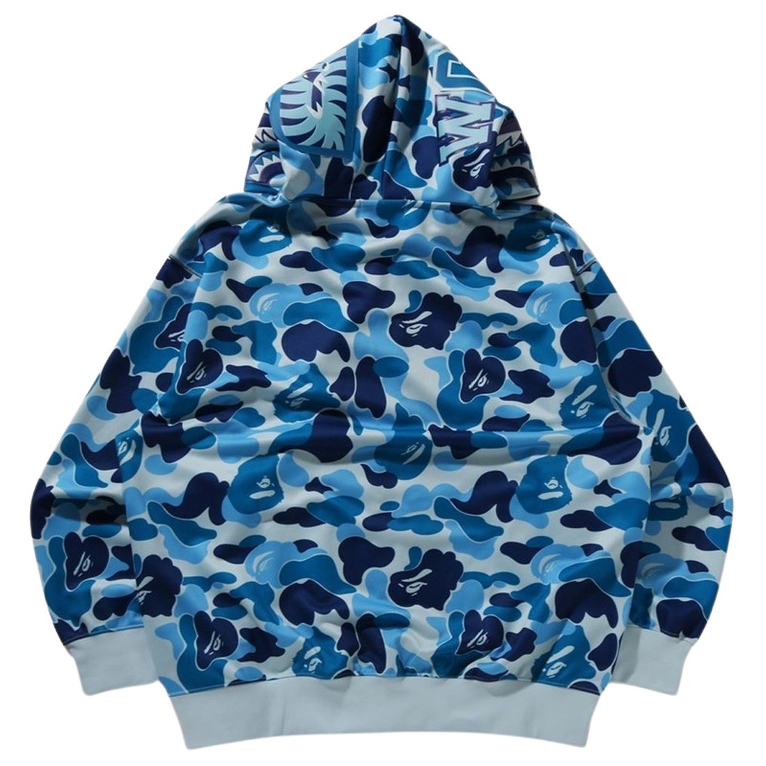 A Bathing Ape Men ABC Camo Rayon Relaxed Fit Shark Full Zip Hoodie (blue)