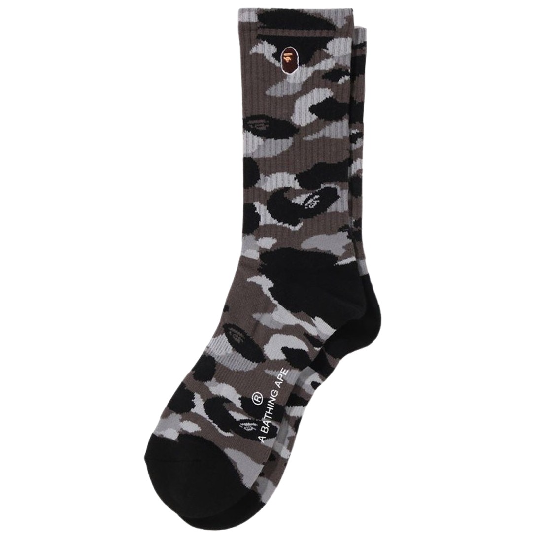 A Bathing Ape Men 1st Camo Ape Head One Point Socks (gray)