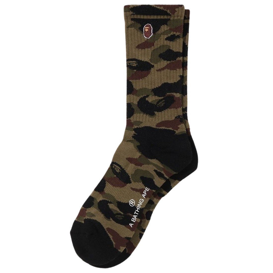 A Bathing Ape Men 1st Camo Ape Head One Point Socks (green)