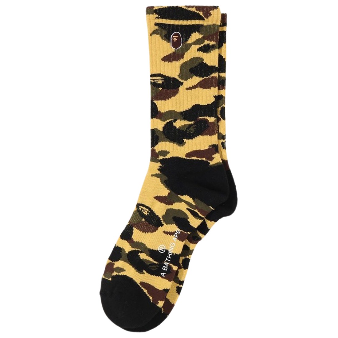 A Bathing Ape Men 1st Camo Ape Head One Point Socks (yellow)
