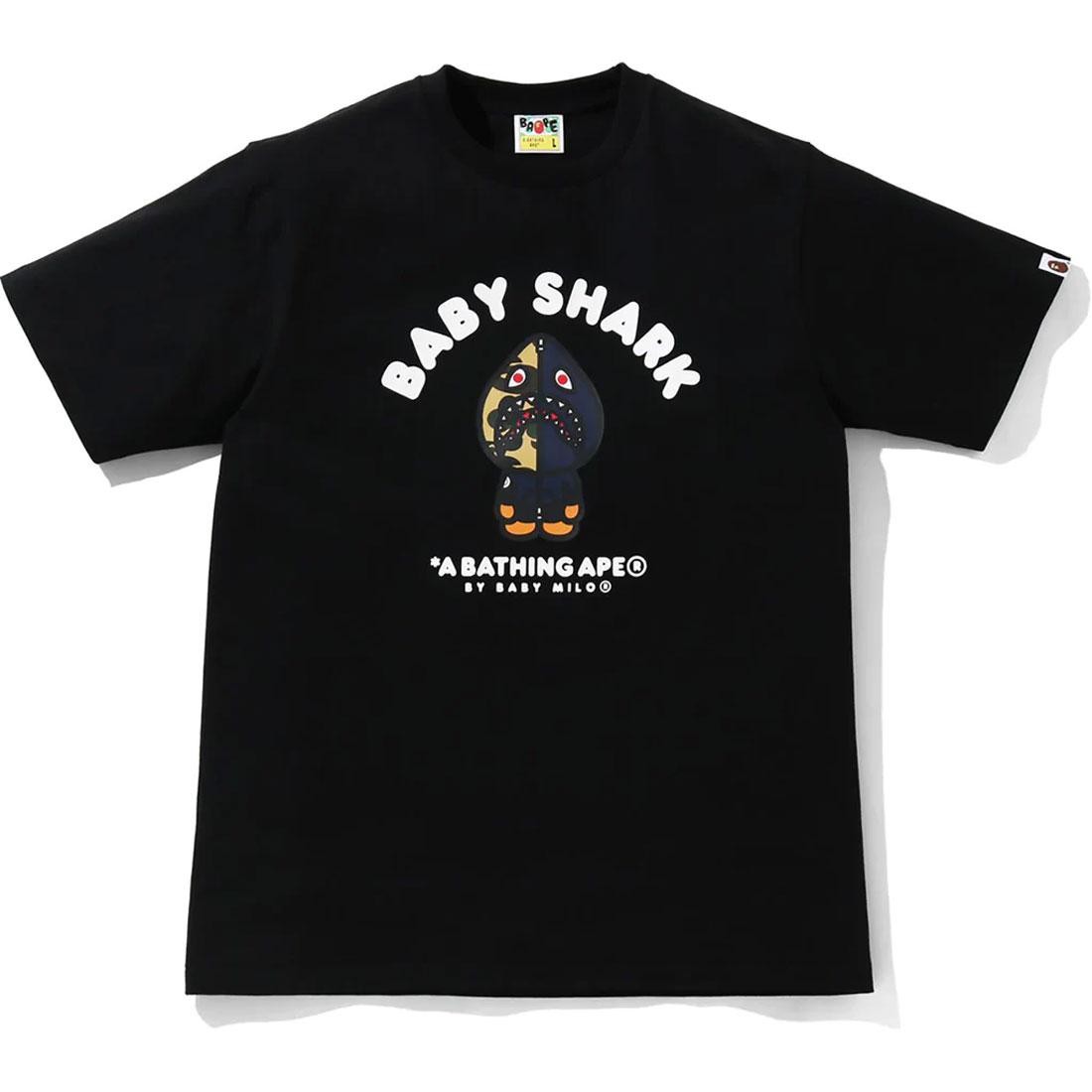 A Bathing Ape Men Baby Milo Shark College Tee (black / navy)