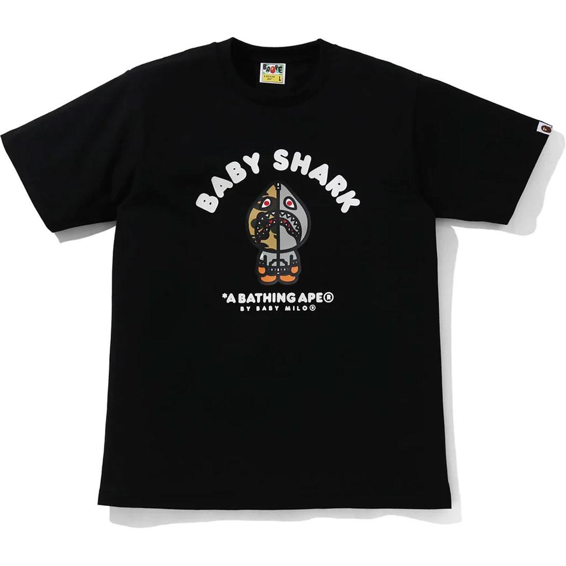 A Bathing Ape Men Baby Milo Shark College Tee (black / gray)