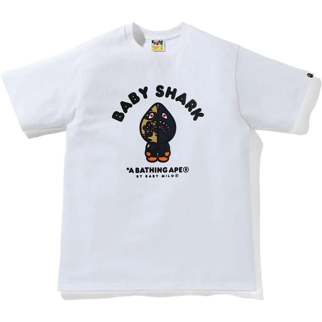 A Bathing Ape Men Baby Milo Shark College Tee (white / navy)