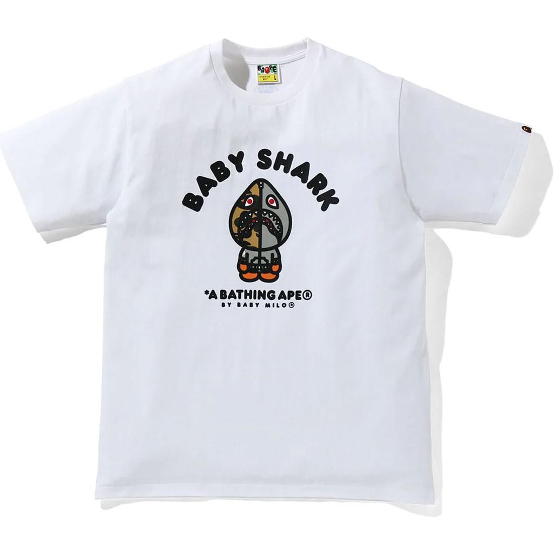 A Bathing Ape Men Baby Milo Shark College Tee (white / gray)