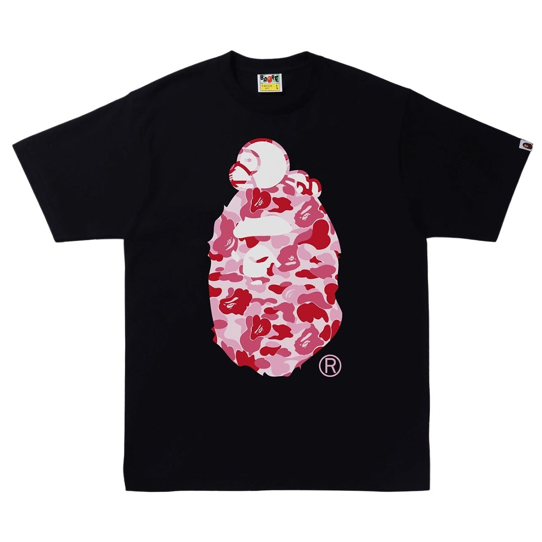 A Bathing Ape Men ABC Camo Milo On Big Ape Tee (black / pink)