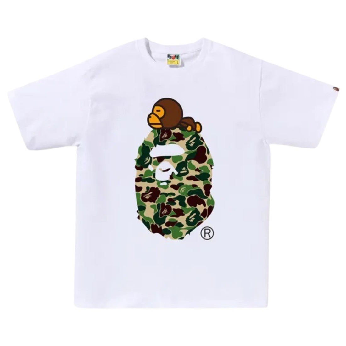A Bathing Ape Men ABC Camo Milo On Big Ape Tee (white / green)