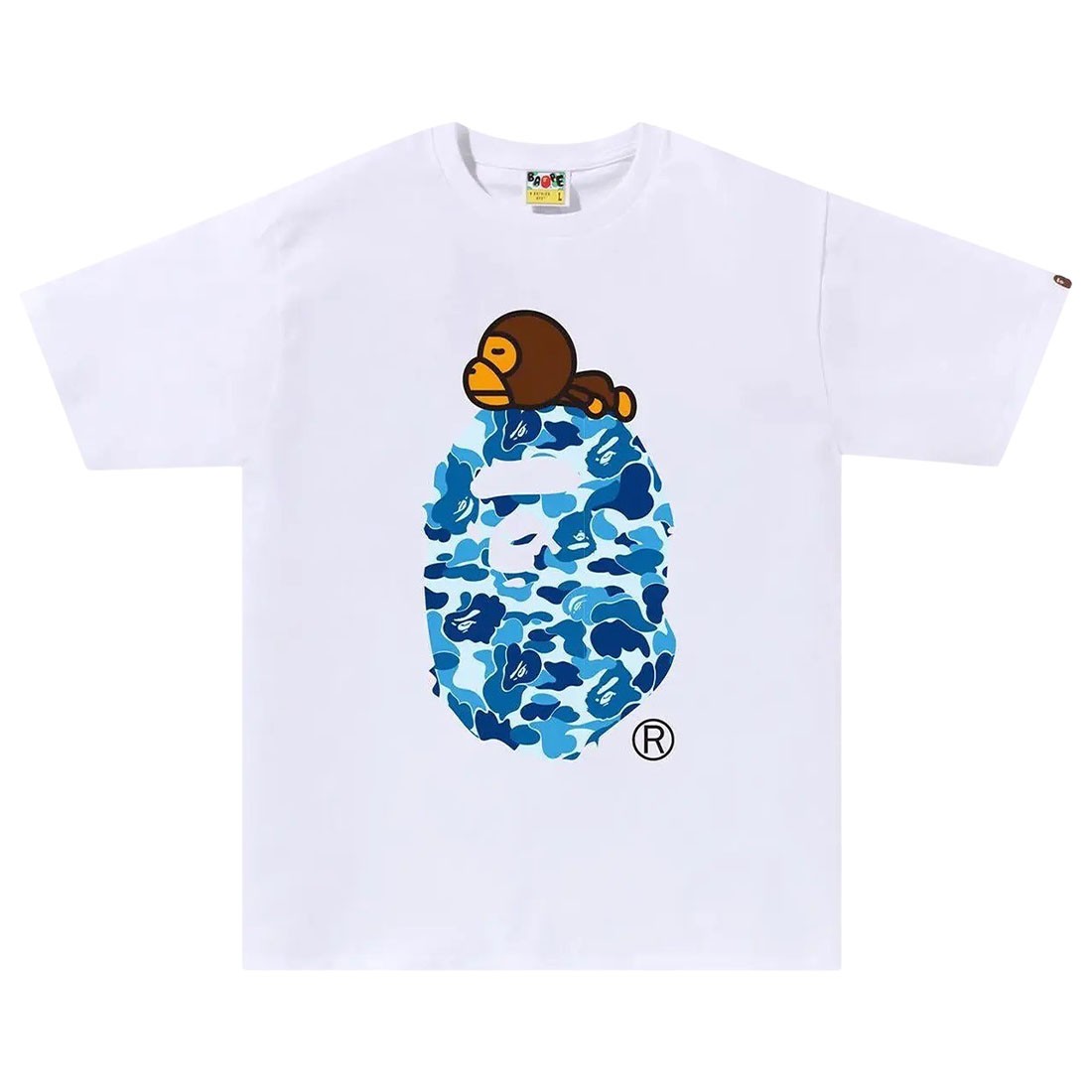A Bathing Ape Men ABC Camo Milo On Big Ape Tee (white / blue)