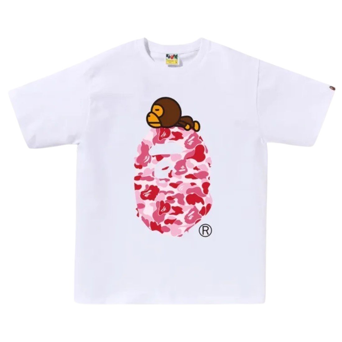 A Bathing Ape Men ABC Camo Milo On Big Ape Tee (white / pink)