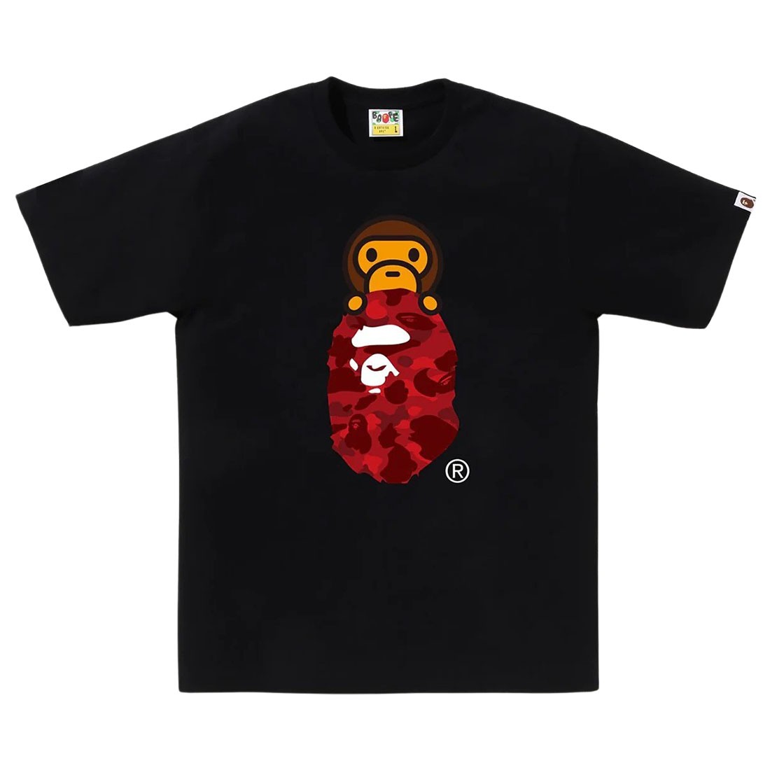 A Bathing Ape Men Color Camo Milo On Ape Head Tee (black / red)