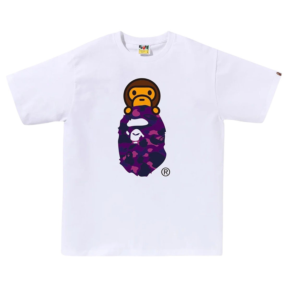 A Bathing Ape Men Color Camo Milo On Ape Head Tee (white / purple)