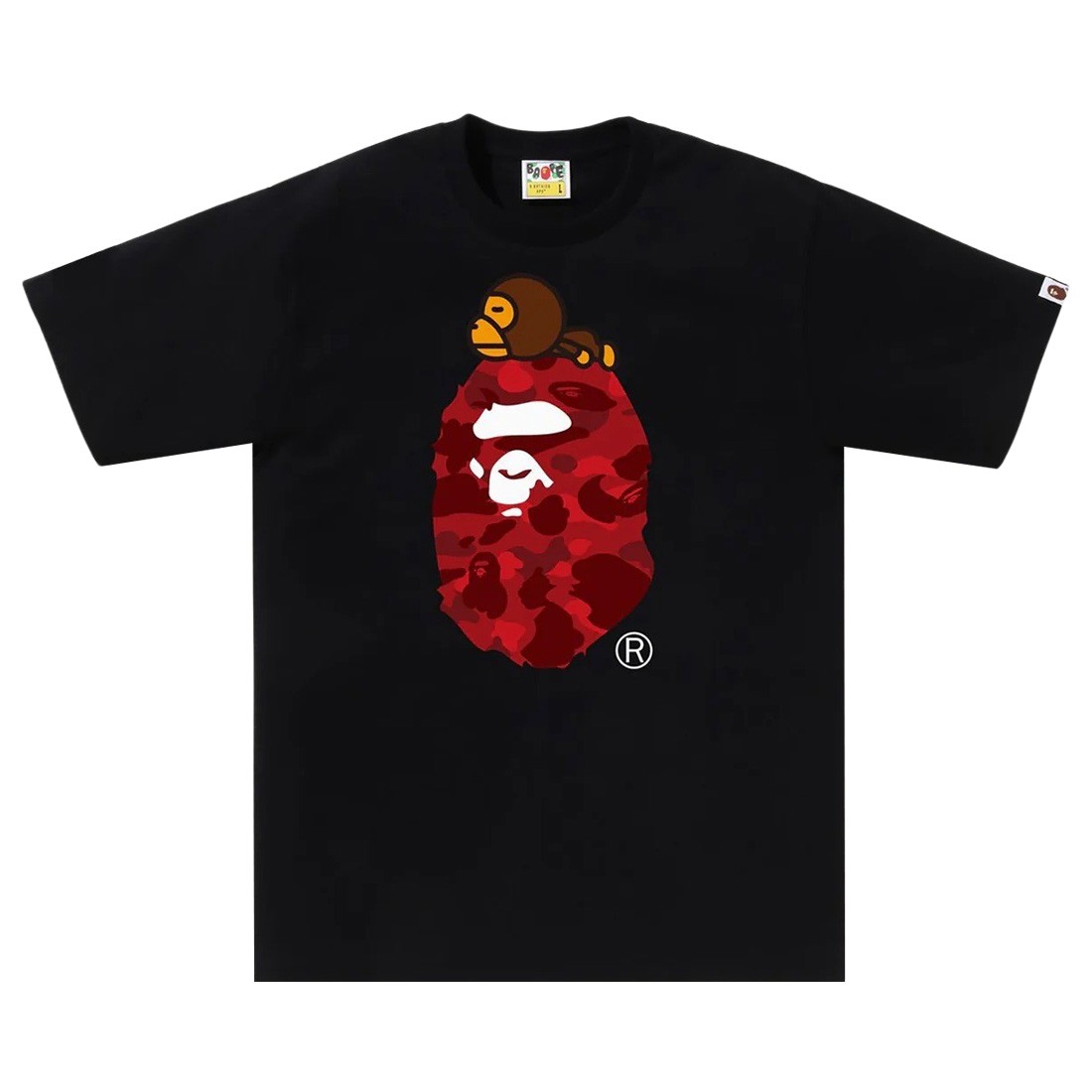 A Bathing Ape Men Color Camo Milo On Big Ape Tee (black / red)