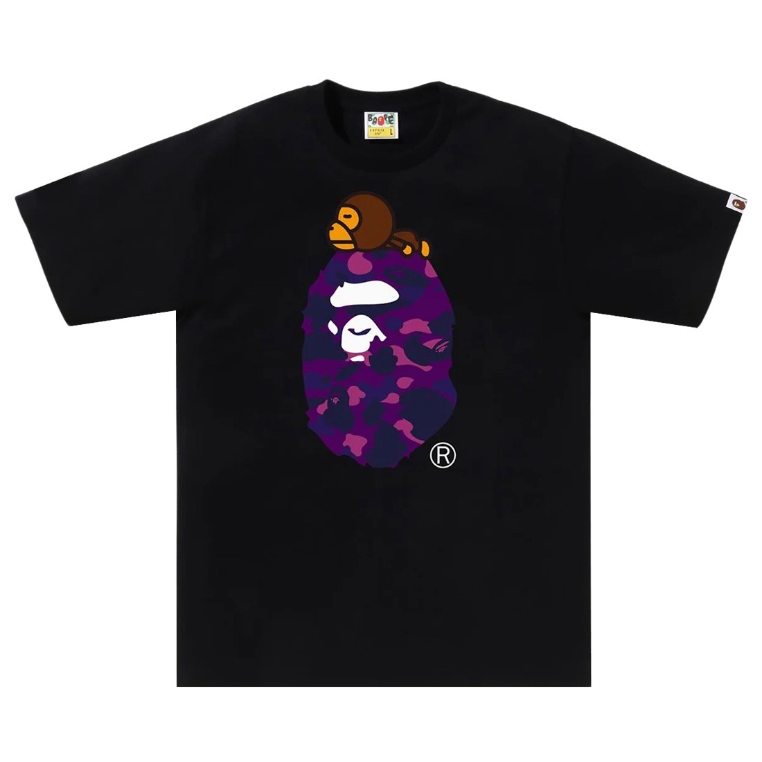 A Bathing Ape Men Color Camo Milo On Big Ape Tee (black / purple)