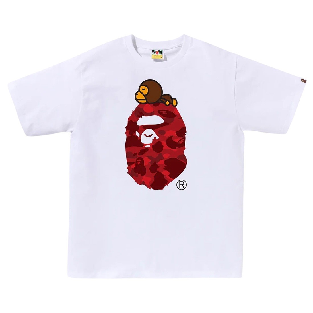 A Bathing Ape Men Color Camo Milo On Big Ape Tee (white / red)