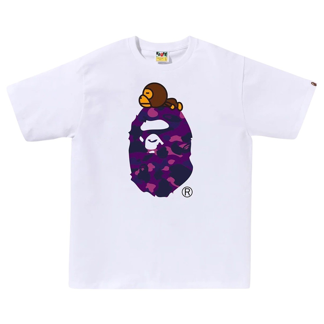 A Bathing Ape Men Color Camo Milo On Big Ape Tee (white / purple)