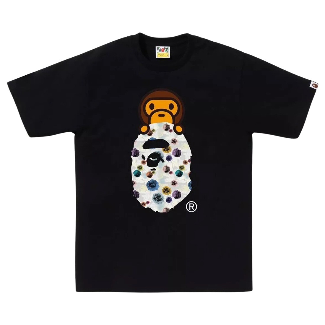 A Bathing Ape Men Floral Camo Milo On Ape Head Tee (black)