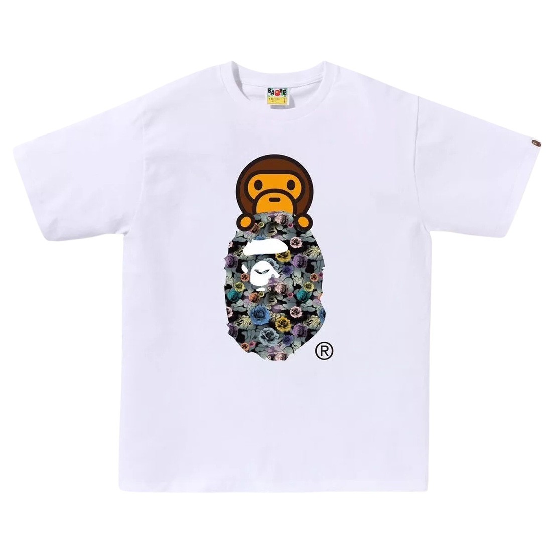A Bathing Ape Men Floral Camo Milo On Ape Head Tee (white)