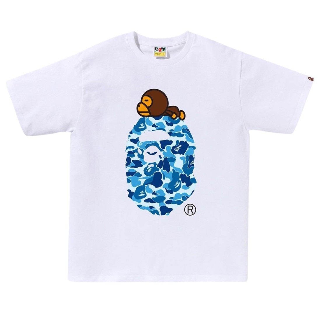 A Bathing Ape Men ABC Camo Milo On Big Ape Tee (white / blue)