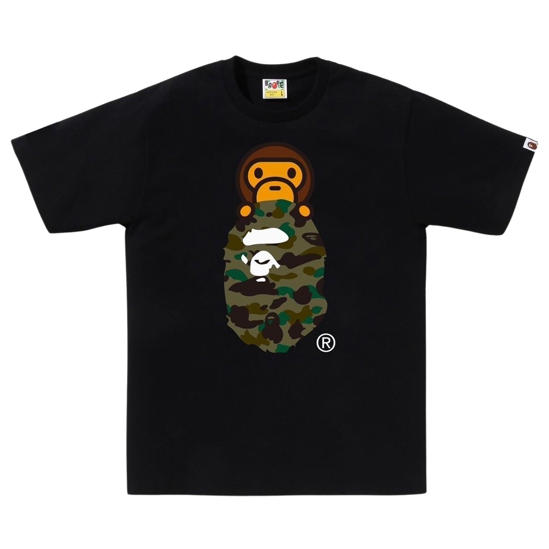 A Bathing Ape Men 1st Camo Milo On Ape Head Tee (black / green)